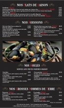 Menu The Sherlock - Plats, poissons, moules,...