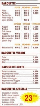 Menu Tacos kebab - Les barquettes