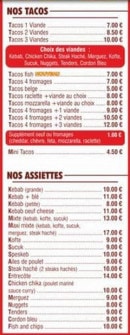 Menu Tacos kebab - Les tacos et assiettes