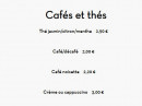 Menu Euro D'asie - Cafés et thés