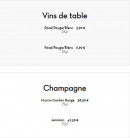 Menu Euro D'asie - Vins de table et champagne