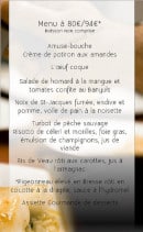 Carte et menu de Auberge du Grand Cerf à Villers Allerand — Le menu à 80€/94€