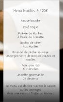 Carte et menu de Auberge du Grand Cerf à Villers Allerand — Le menu morilles