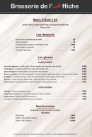 Menu La Brasserie de l'Affiche - Les desserts, glaces et formules