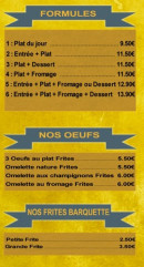 Carte et menu de A la Bonne Frite à Villiers le Sec — Les œufs, formules et frites