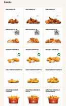 Menu Burger King - Les snacks