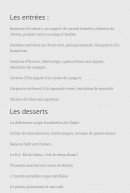 Menu L'Assiette II - Les entrées et desserts