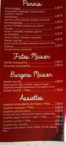 Carte et menu de La Gourmandise Salée à Eurville Bienville — Les paninis, frites, burgers et assiettes