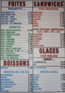 Carte et menu de Retour de Flamme à Roches sur Marne — Les frites, sandwiches, glaces et boissons