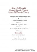 Menu Beau Rivage - Menu complet
