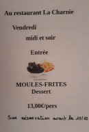 Carte et menu de La charnie à Torce Viviers en Charnie — Un exemple de menu du jour