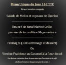 Carte et menu de L'Atelier du Vieux Moulin à La Bazouge des Alleux — Exemple de menu du jour