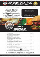 Carte et menu de Au coin d'la rue à La Chapelle Anthenaise — Les burgers