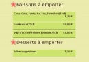 Menu Abracadabra - Les boisons  et desserts