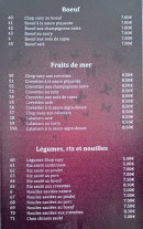 Menu Chinexpress - Les fruits de mer , bœufs  et légumes,....