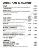 Menu Ciao Tutti - Les entrées, plats ou à partager