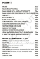 Menu Ciao Tutti - Les desserts et glaces