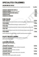 Menu Ciao Tutti - Les spécialités italiennes