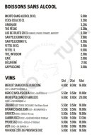 Menu Ciao Tutti - Les boissons sans alcool