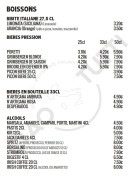 Menu Ciao Tutti - Les boissons