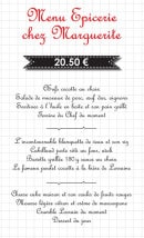 Menu L'Epicerie - Le menu Epicerie Chez Marguerite