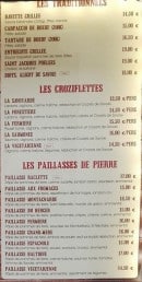 Menu La grange - Les croziflettes, paillasses de pierre et traditionnels 