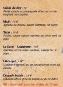 Menu Le Palais Exotique - salades, daurades...