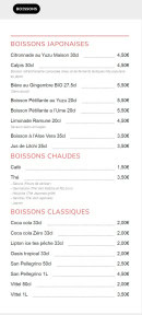 Carte et menu de Osaka Street Food à Nancy — Les boissons
