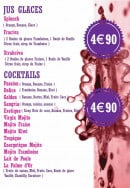 Menu Palmedor - Les jus glaces et cocktails