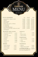 Menu Zamaan - Les vins, bières, ....