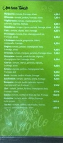Menu Pizza Angelo - Les base tomates