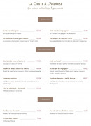 Carte et menu de L'auberge des voyageurs à Vandieres — Les plats à la carte
