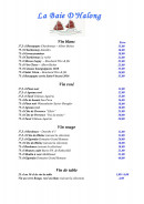 Menu La Baie d'Halong - Carte sur place : vins
