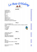 Menu La Baie d'Halong - Carte sur place : boissons