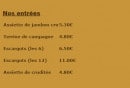 Carte et menu de La Fiesta à Dommartin les Toul — Les entrées