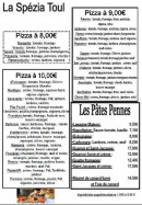 Menu La Spézia - Les pizzas et pates