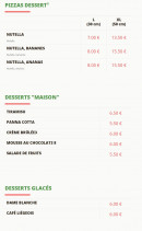 Menu La Pizz'a Gaël'O David - Les desserts