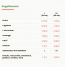 Menu La Pizz'a Gaël'O David - Les suppléments