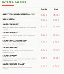 Menu La Pizz'a Gaël'O David - Les entrées et salades