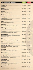 Menu Vip'z - les pizzas