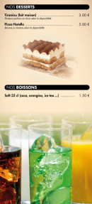 Menu Vip'z - Les desserts et boissons