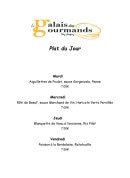 Menu Le Palais Des Gourmands - La carte