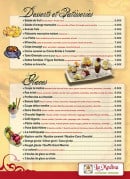 Menu La Médina - Les desserts, pâtisseries et glaces
