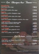 Menu Delizia Pizza - Les pizzas classique et océanes 
