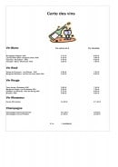 Menu Restaurant Sabatini - La carte des vins