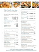 Menu Les Relais d'Alsace - Les fruits de mer