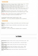 Menu Pam Pizzas - Les pizzas suite et salades