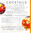 Menu L'atelier - les cocktails, tapas et suggestions
