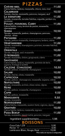 Menu L'atelier - les pizzas