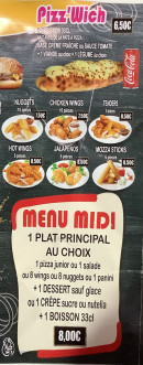 Menu Andiamo Pizza - Les pizz wichs et menu midi